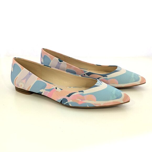NIB Nine West Onlee 2 Multicolor Fabric Pointed Toe Flats. Size 8.5 M - Picture 1 of 6